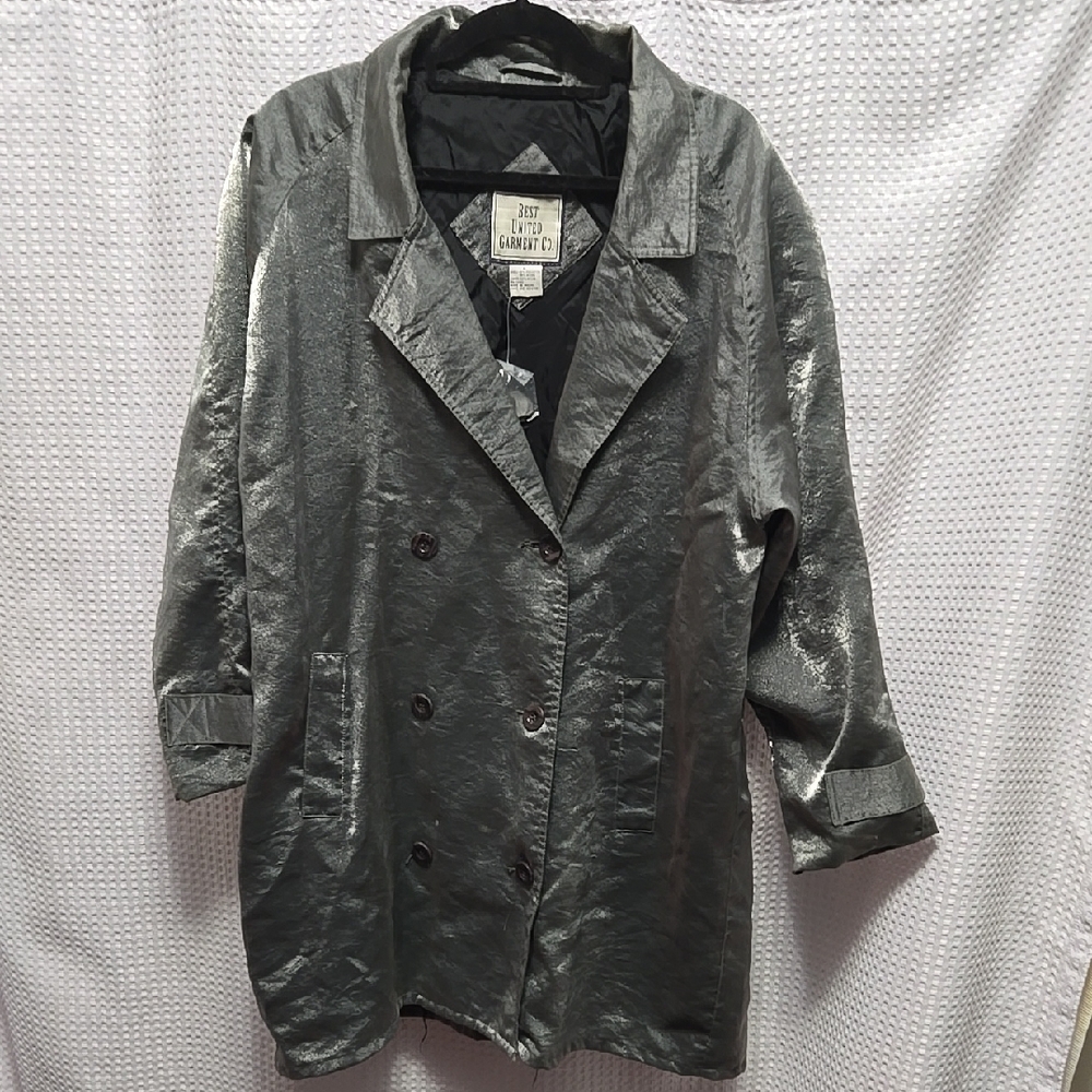 Shiny Gray Double-Breasted Coat